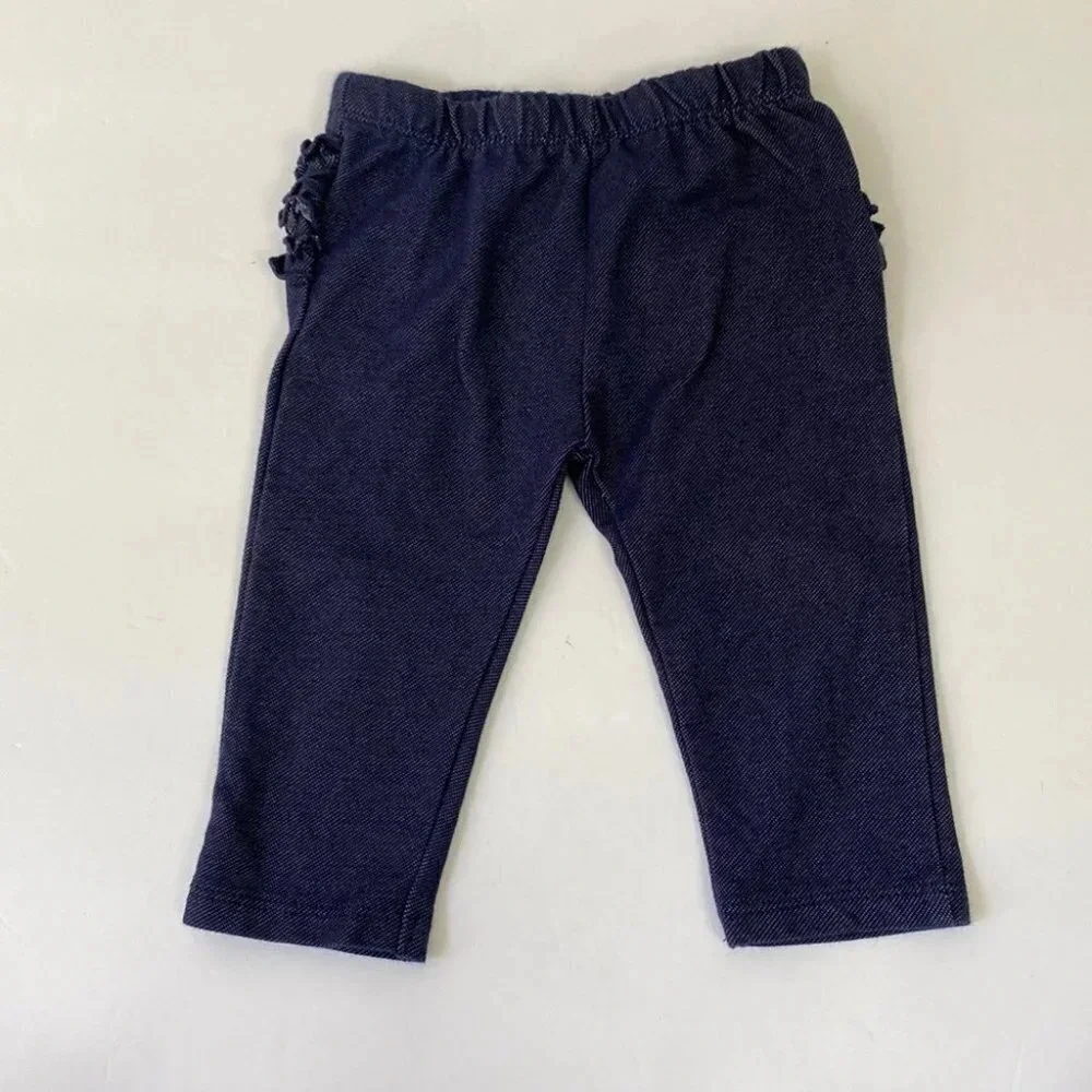 The children’s place size 3-6M chambray colored stretch‎ ruffle butt leggings
